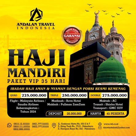 HAJI MANDIRI PAKET VIP 35 HARI (DOUBLE)