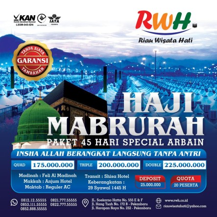 HAJI MAMBRURAH PAKET 45 HARI SPECIAL ARBAIN DOUBLE