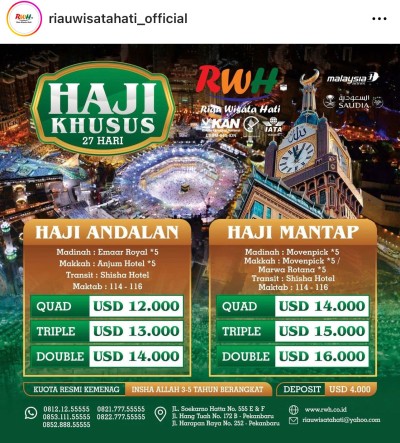 HAJI KHUSUS 27 HARI ANDALAN ( DOUBLE ) 