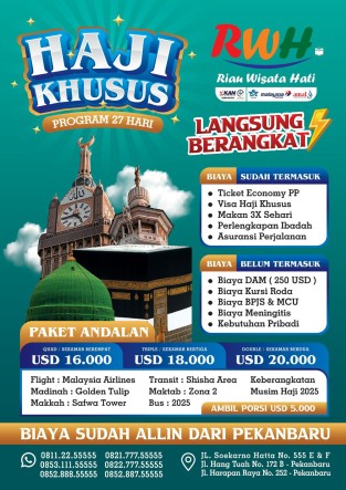 HAJI KHUSUS 27 HARI ANDALAN LANGSUNG BERANGKAT ( DOUBLE  ) 