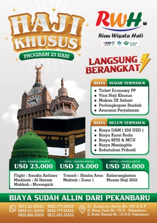 HAJI KHUSUS LANGSUNG BERANGKAT ( QUAD 23.000 USD ) 