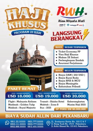 HAJI KHUSUS 23 HARI - LANGSUNG BERANGKAT ( QUAD 18.000 USD ) 