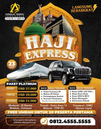 HAJI EXPRESS PREMIUM 2026 PROGRAM 23 HARI (UPDATE 06 AGUSTUS 2025)